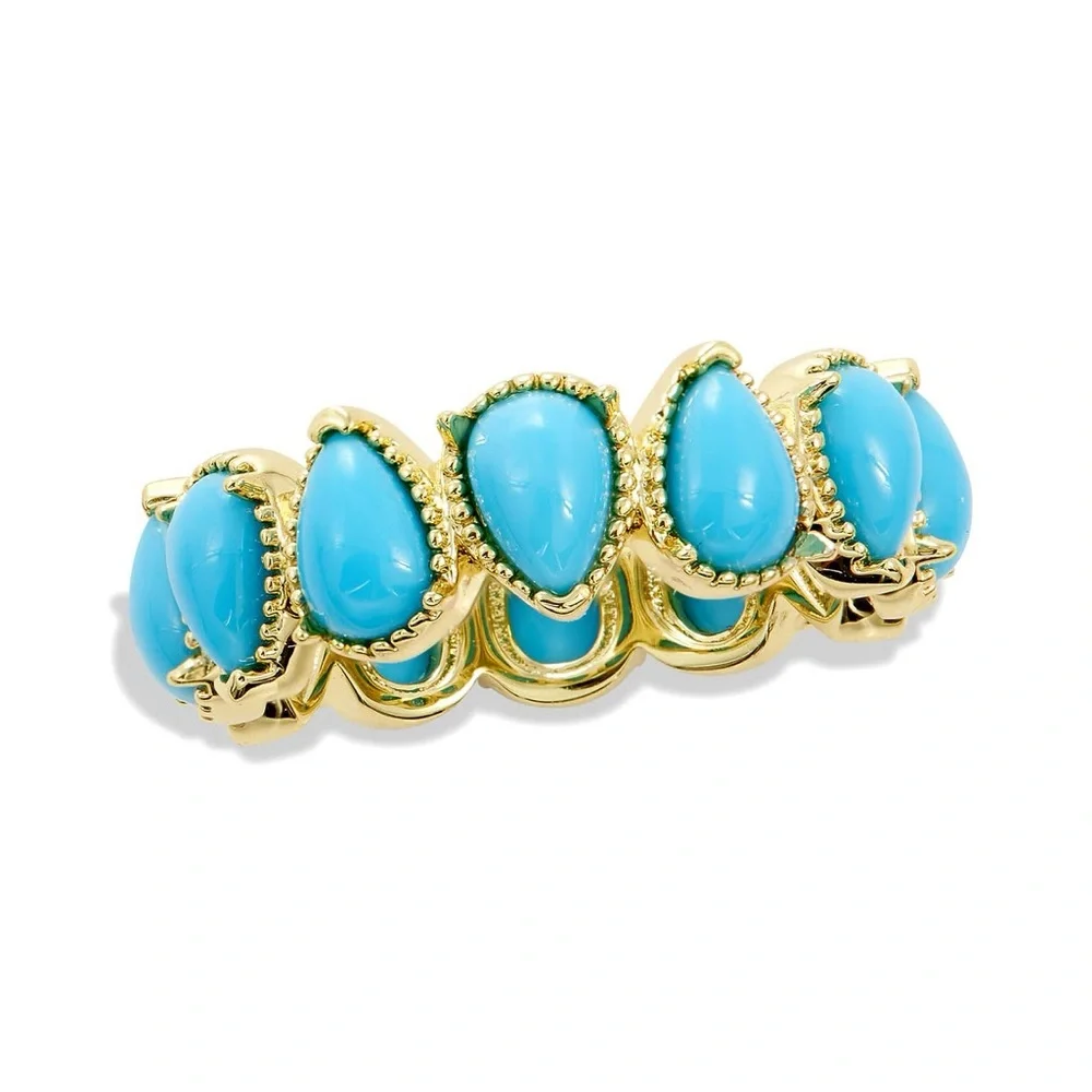 NWT Savvy Cie Jewels Simulated Turquoise Eternity Ring